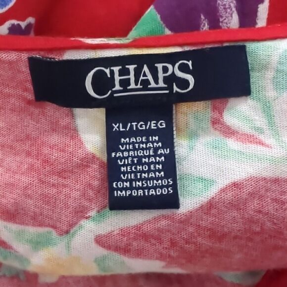 Chaps Red Floral Sleeveless Blouse - Picture 5 of 6